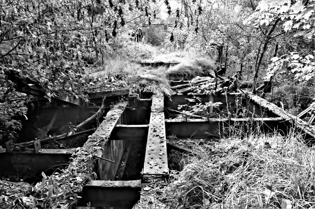 lost place / Stahlkonstruktion einer militärhistorischen Versuchsbrücke, erbaut in den 1930iger Jahren / bei Roßlau (Elbe) (AR 09/2021)