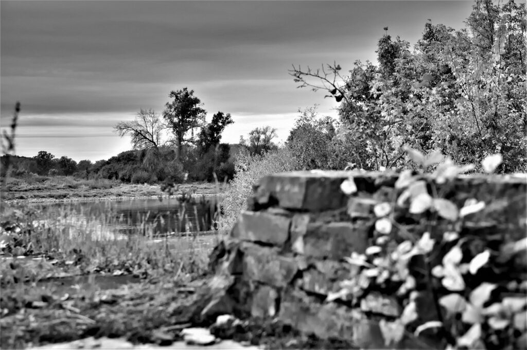 lost place / Mauerwerk an einer militärhistorischen Versuchsbrücke, erbaut in den 1930iger Jahren / bei Roßlau (Elbe) (AR 09/2021)