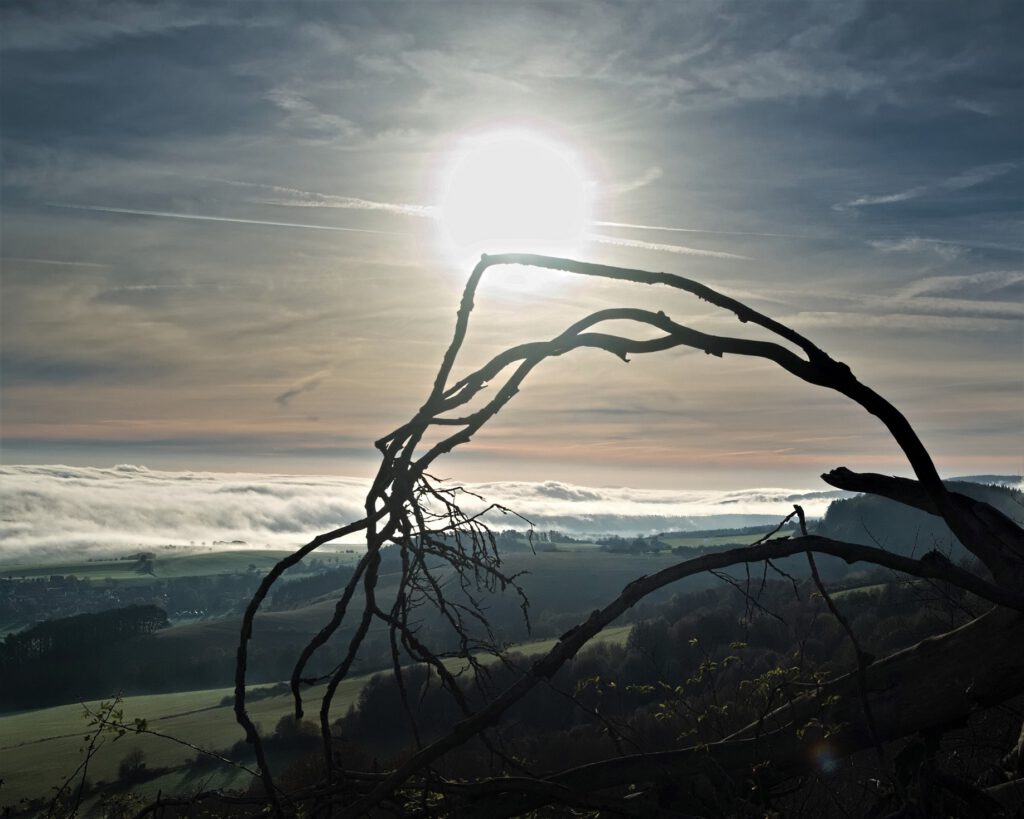 on the way / Sonnenaufgang von der Hümpfershäuser Berghütte (ca. 652 m) aus gesehen / Schmalkalden-Meiningen (Thüringen) (AR 11/2022)