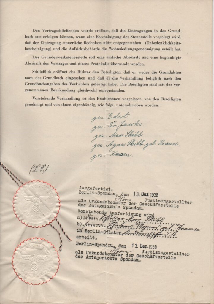 Von Pellkartoffeln mit Heringsschwanz / Letzte Seite Kaufvertrag Knöterichpfad - Okt. 1938 (AR)