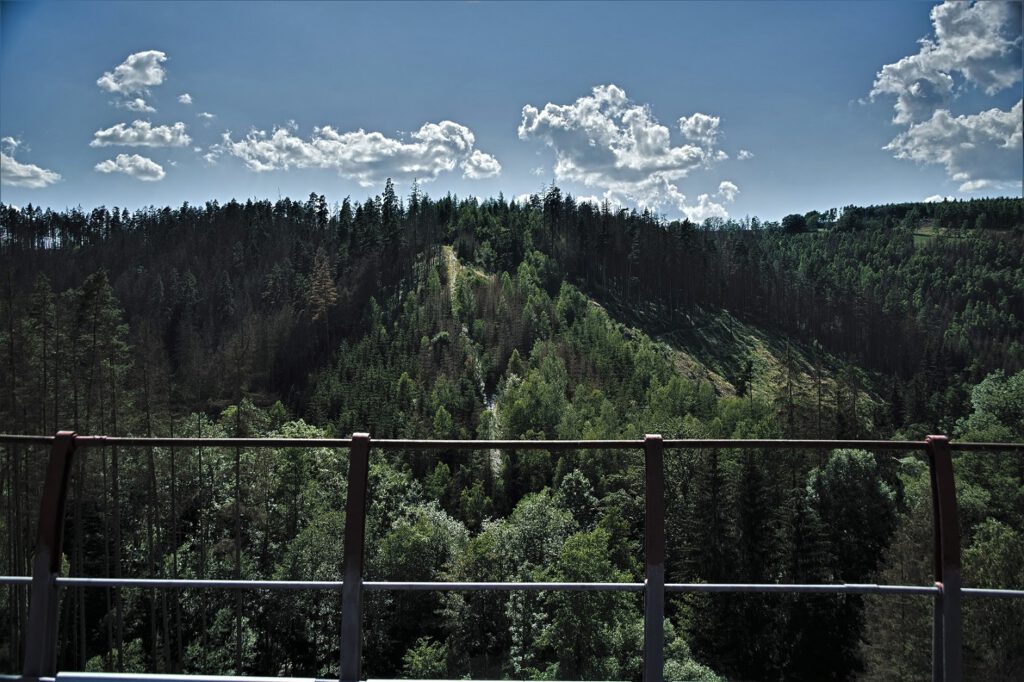 on the way / Ausblick von der Ziemestalbrücke Richtung Westen / auf dem Berg liegt die Burgruine Wysburg (Remptendorf - Thüringen) (AR 06/2023)