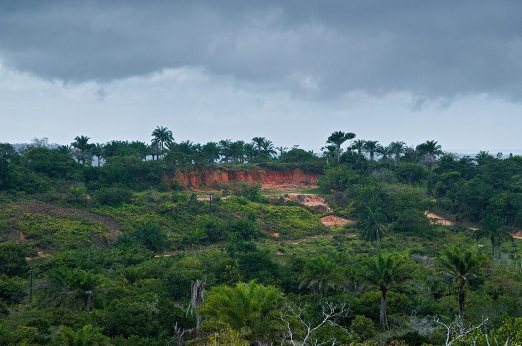 Der Abbau von Rohstoffen im tropischen Regenwald, insbesondere in illegaler Form, ist eine weitere bedeutende Quelle der Ausbeutung und Umweltzerstörung. Rohstoffe wie Eisenerz, Bauxit, Gold, Kupfer, Nickel, Coltan und andere werden in den unterirdischen Schichten des Regenwaldes abgebaut. Dieser Abbau hinterlässt tiefe Wunden in der Landschaft und hat schwerwiegende Auswirkungen auf die Umwelt und die lokale Bevölkerung (Bundesstaat Bahia, Brasilien) (AR 09/2023)